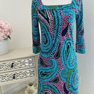 Lilly Pulitzer Blue and Pink Long Sleeve Dress